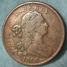 1806 Draped Bust Half Cent Better Grade Details Old US Coin