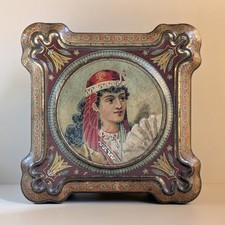 Rare Victorian DUNMORE & SON "CLEOPATRA" Pictorial Biscuit Tin South Wigston
