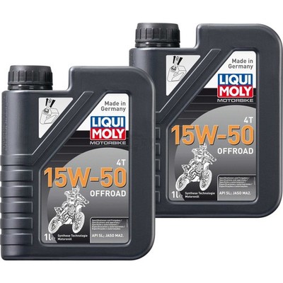 2 Liter LIQUI MOLY Motoröl Motorrad 4-Takt 15W-50 Offroad API SN PLUS JASO MA2