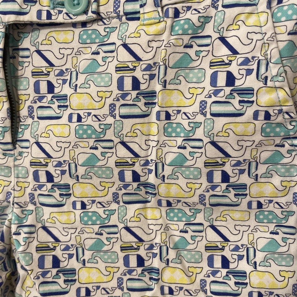 Vineyard Vines for Kentucky Derby Blue Yellow Whale Print Chino Shorts Womens 2 - Image 2 of 4