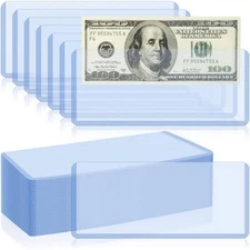 30 Pack Dollar Bill Sleeves - 6.8" X 2.9" Clear Currency Sleeves, Hard Plastic W