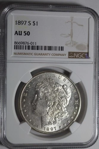 1897 S Morgan Silver Dollar AU50 NGC #011
