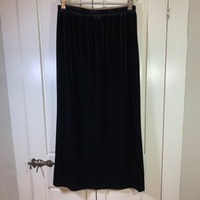 Hot Cotton Marc Ware Womens Velvet Maxi Skirt Black Elastic Waist Large USA Made