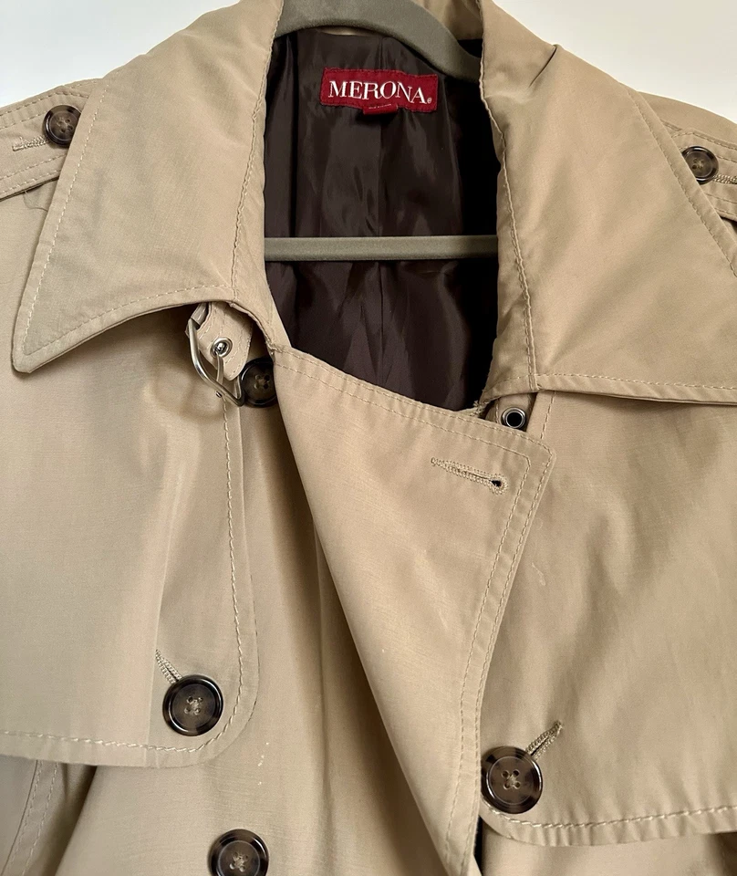 Merona желтовато-коричневый двубортный плащ со съемным ремнем женский размер 3XL - Изображение 3 из 4