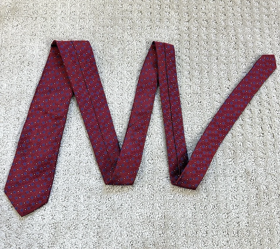 Corbata Gitman Bros 3" Para Hombre Roja Diseñador Seda Texturizada Limpia Geométrica Floral Foto 3 de 4