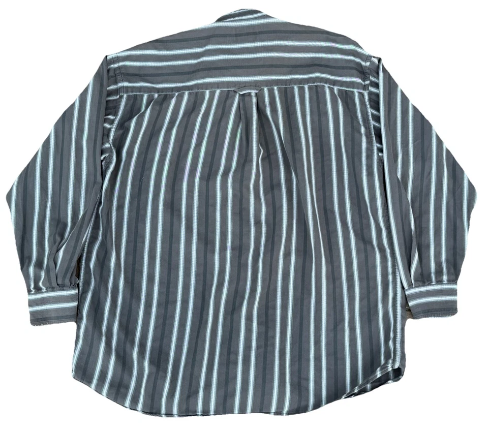 Camisa De Colección Greg Norman Abotonada Para Hombres L Marrón Negro Rayas Manga Larga Top Foto 3 de 4