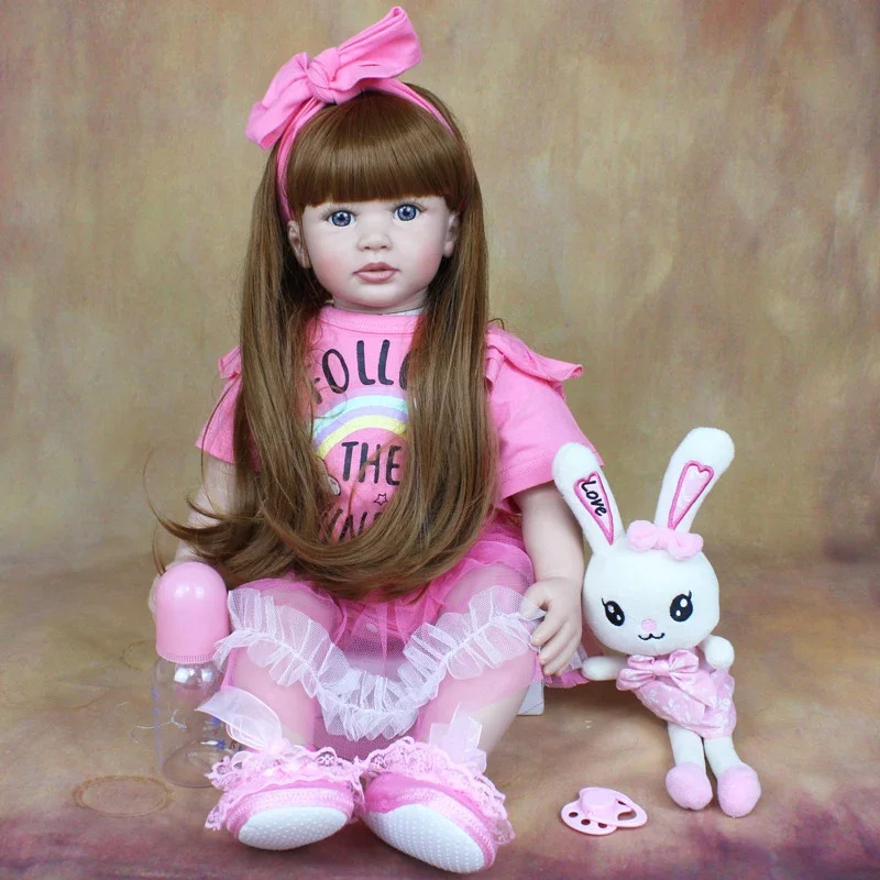 60cm Baby Doll 24inch Soft Silicone Newborn Toddler Dress Up Toy for Girl