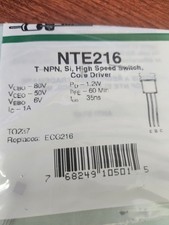 NTE216, 1.5A  80V NPN Transistor High Speed Switch  Driver TO-237 ECG216 