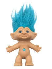 Vintage Blue Hair Treasure Troll Doll Good Luck Bingo 5"