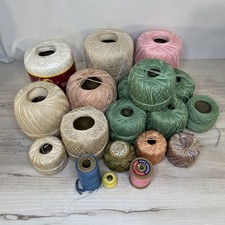 Lot of 15 Balls Crochet Cotton Thread, Asst Brands, Colors, Sizes