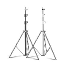 2 Packs Stainless Steel Light Stand 110" /2.8m, Spring Cushioned Heavy Duty T...