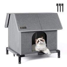 Large Outdoor Cat House, Weatherproof Elevated Shelter for Outdoor  Feral Ca...