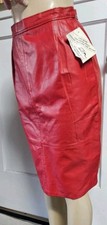 NWT Comint Red Leather Womens Pencil Skirt Sz M 9/10 Vintage Argentina
