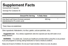 Swanson Holy Basil Extract (Tulsi) 400 mg 60 Capsules
