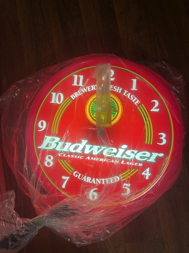 Vintage 90s Budweiser Neon Clock Rare Special Sealed Original Plastic 17”