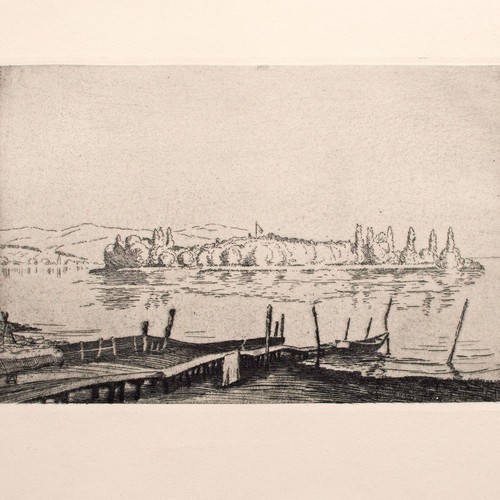 Hermann Armbruster Bodensee insel Mainau Radierung frühes 20 Jhd signiert - Bild 1 von 4
