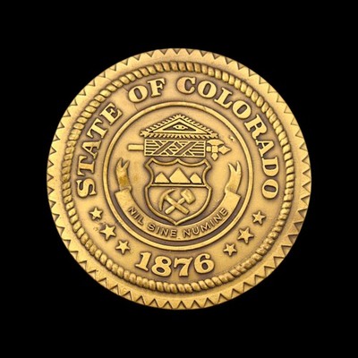 Colorado State Seal Solid Brass Vintage Belt Buckle by Astamar Inc.