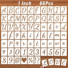 1 Inch Letter Stencils Kits, 66 Pcs Calligraphy Alphabet and Number Stencil f...