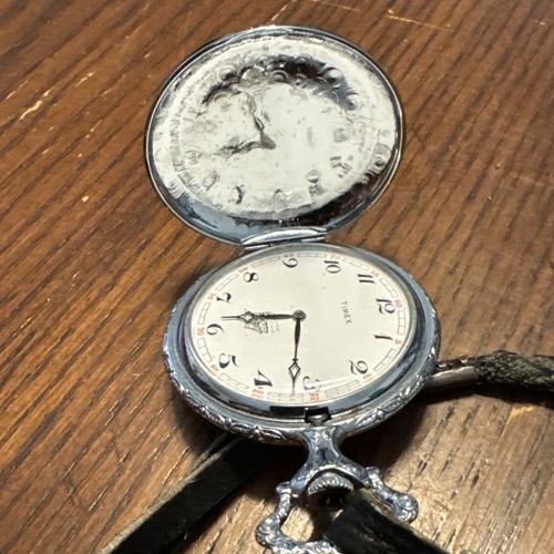 Vtg 1990s Timex Railway Railroad Train Locomotive Full Hunter 48mm Pocket Watch - Picture 6 of 7