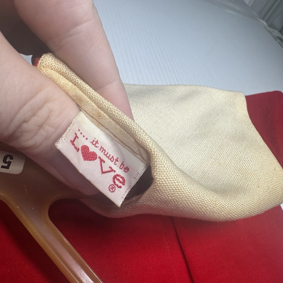 Vestido Hecho a Mano Niñas Pequeñas Terciopelo Rojo MCM 60s Cuello Blanco Foto 4 de 4