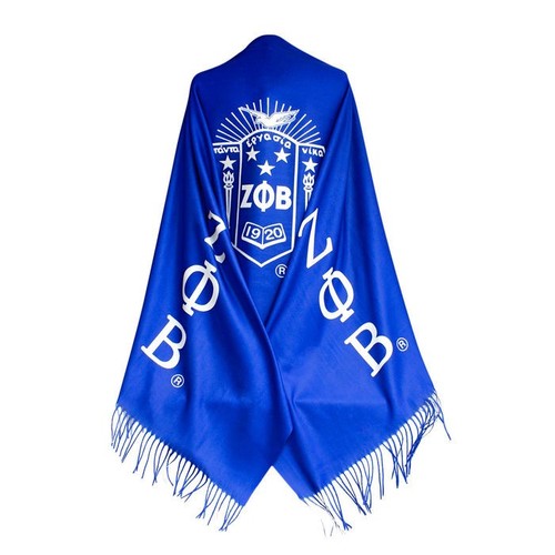 ZETA PHI BETA ZPB Sorority Blue Shield Fashion Shawl and Scarf