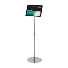 Image of Deflecto A4 Bevelled Edge Floor Standing A4 Sign Holder - Adjustable Portrait &