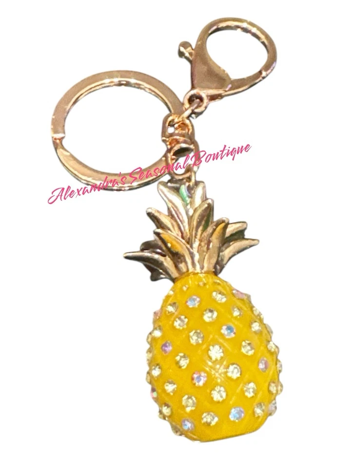 Bolso Llavero Tropical Brillante Estrás Fruta Piña Dije Nuevo Foto 3 de 3