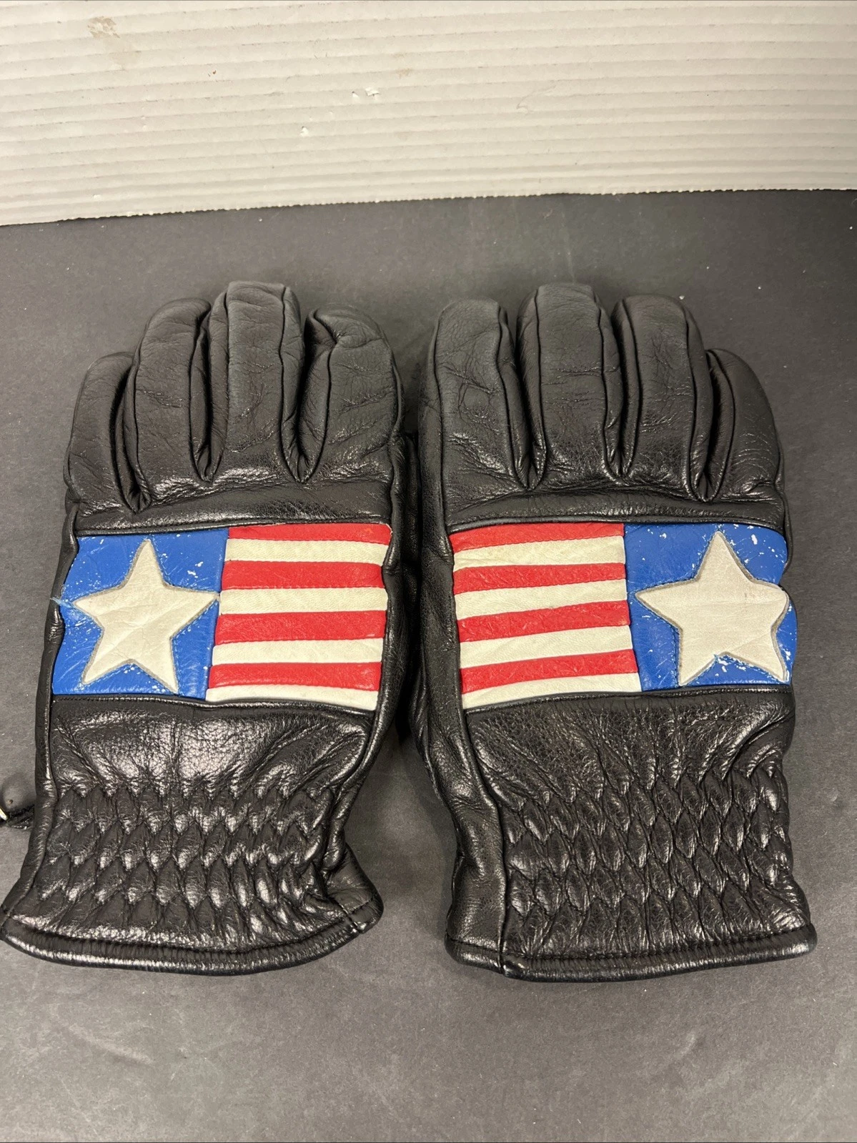 VRG Gloves USA Flag Men’s Leather Riding Gloves Biker Japan Sz L Mohawk Sport