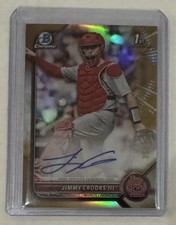 2022 Bowman Chrome Draft  RC Jimmy Crooks III Gold Refractor Auto /50. Cardinals