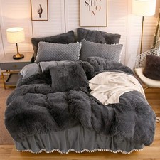 Luxury Plush Shaggy Duvet Cover Set, Soft Velvet Fluffy Furry Duvet Cover Set...