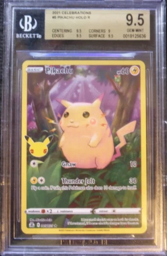 2021 POKEMON CELEBRATIONS PIKACHU HOLO FULL ART 005/025  BGS 9.5 (EQUAL PSA 10)