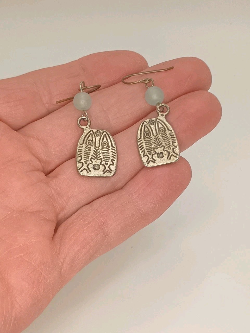Vintage Fish Bones Skeleton Dangle Hook Earrings … - image 5