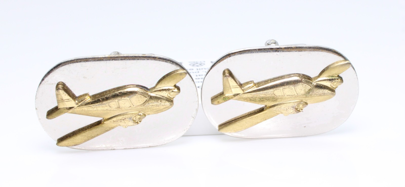 Vtg Anson Single Engine Prop Plane Cuff Links Mid… - image 2