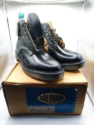 Vintage Solovair Damen 559N Schwarz Leder Polizei Stiefel UK 7 Kampfstiefel 