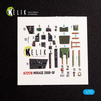 Dassault Mirage 2000-5F. Interior 3D Decals (for Modelsvit) 1:72 KeliK K72178