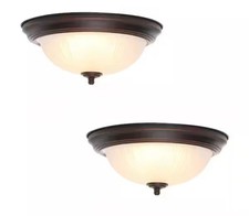 LED 11 in. Oil Rubbed Bronze LED Flush Mount 2-Pack 
