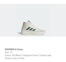 adidas ZNSORED Men's Size 7.5 High Top Lace Up Leather Sneakers Off White/Green