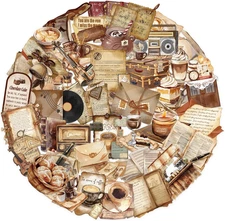 50Pcs Vintage Floral Washi Stickers for Scrapbooking and Journaling