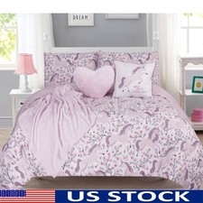 Unicorn Comforter Set Kids 5pc Bedding Magical Throws Pillows Soft Microfiber US