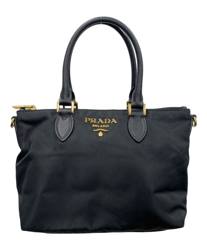 PRADA 2Way Handbag Shoulder Bag Black 1BA173 Pre-Owned Damaged SR1354