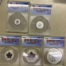 2013 Canada 25th Anniversary Silver Maple Leaf 5-Coin Set ANACS RP70 Reverse Pro