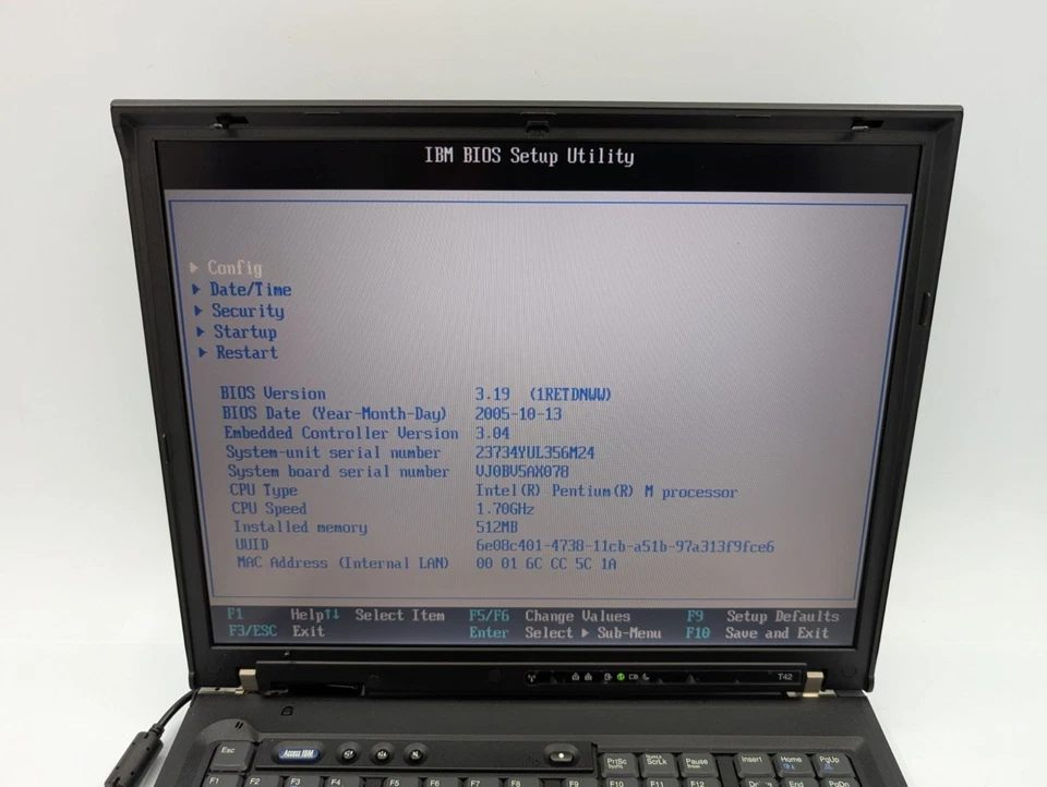 Portátil IBM ThinkPad T42 Intel Pentium M 1,70 GHz procesador 15" 512 MB de RAM negro Foto 2 de 4