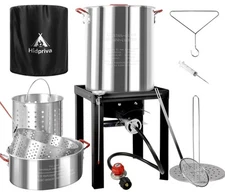 30QT Turkey Fryer & 10QT Fish Fryer Kit, Waterproof Cover & 12-inch Skimmer, ...