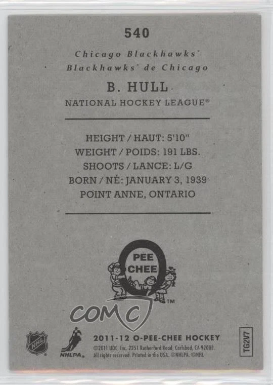 2011-12 O-Pee-Chee Retro Bobby Hull #540 HOF - Image 2 of 2