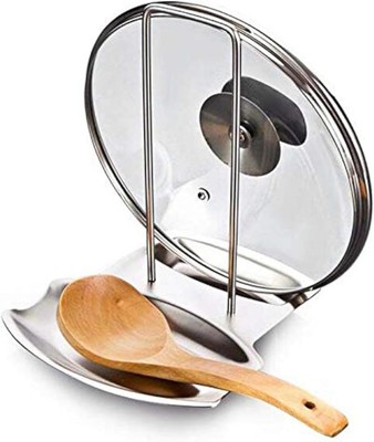 1Pcs Kitchen Accessories Stainless Steel Pot Lid Shelf Silver 