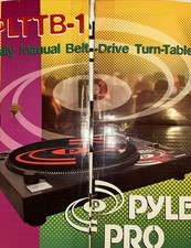 Pyle Pro PLTTB1 Turntable Black Manual Belt Drive DJ Vinyl Record Player Tested