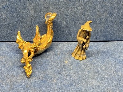 Wizard & Dragon Figures! - Collectible!  (Dragon Pin Has Crystal Ball)  AMAZING