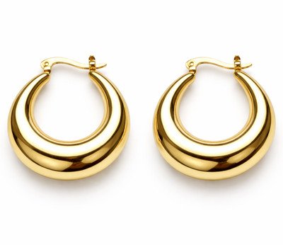 1/200 14K Yellow Gold Oro Overlay French Creole Hoop Earrings Women Ladies mm in