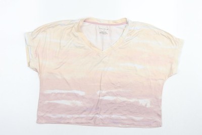 Danskin Damen T-Shirt bunt gestreift Polyester Basic Größe XL V-Ausschnitt