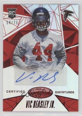 2015 Certified Signatures Mirror Red 54/75 Vic Beasley Jr Rookie Auto RC v7j